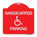 Signmission Designer Series Sign-Handicapped Parking, Red & White Aluminum Sign, 18" x 18", RW-1818-24629 A-DES-RW-1818-24629